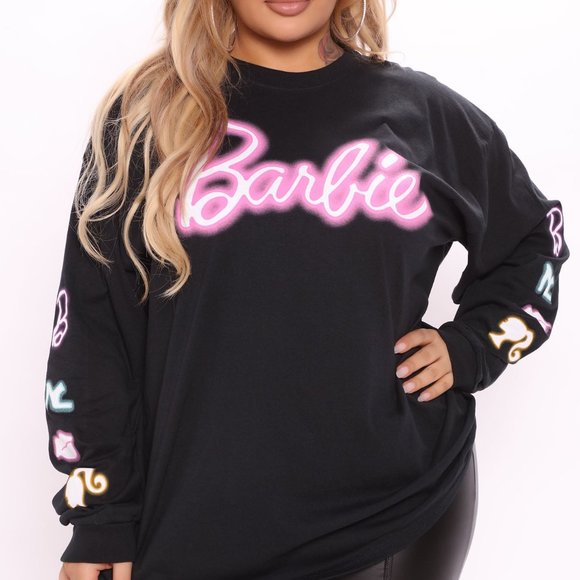 Fashion Nova Tops - Fashion Nova Let's Go Party Barbie Long Sleeve Tee